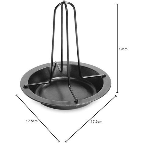 Support à poulet pour barbecue - Grille en acier au carbone avec revêtement antiadhésif et bac récupérateur de jus - Noir (1/3)