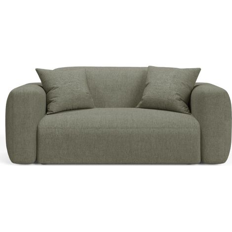 Canapé modulable 2 places en tissu structurel vert olive foncé (1/4)