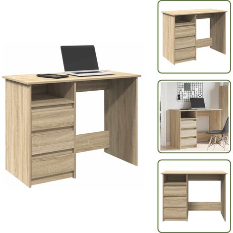 Bureau chêne sonoma 102x50x75 cm bois d'ingénierie - Bureau - Bureaux - Bureau D'ordinateur - Bureau D'étude (1/5)