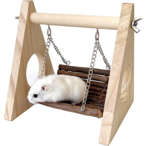 Hamsterschaukel, Hängematte aus Holz für Rennmäuse, Ratten und Zwerghamster, Kleintierversteck für syrische Hamster, Rattenkäfigzubehör