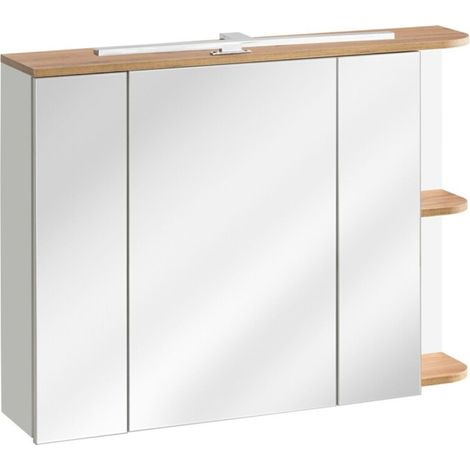Mueble de almacenamiento para baño ASKA blanco y madera – Modelo suspendido con puertas