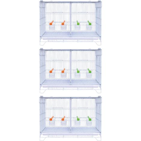 Lot de 3 cages d'élevage oiseaux équipées et superposables avec clips (1/5)