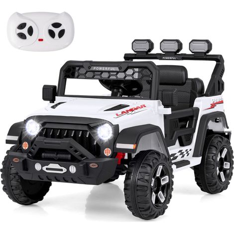 Voiture électrique 12V enfants mode télécommande 105 x 67 x 70 cm contrôle facile 3 vitesses ambiance ludique en PP blanc (1/2)