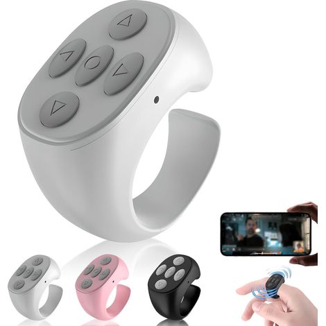 Anneau Télécommande Bluetooth - Défilement Sans Fil pour Smartphone et Tablette - Contrôle Lecture Vidéo Photo Présentation - Rechargeable - Rose - 1 Pièce (1/5)