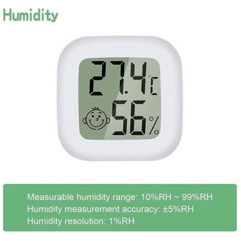 Digitales Thermometer-Hygrometer – Messbereich -50 °C bis 70 °C, 10 % bis 99 % relative Luftfeuchtigkeit (1/5)