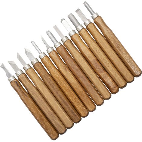 Set de 12 gouges à bois imitation acajou, coffret cadeau, couteaux de sculpture manuels, outillage gravure Tang, lot artisanal pour menuiserie (1/5)