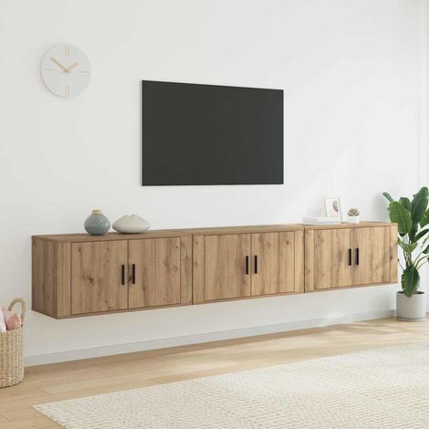 vidaXL Set Mobile TV da Parete 3 pcs Rovere artigianale