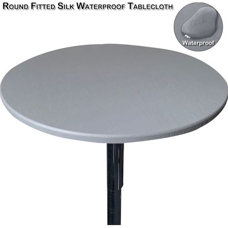 Tablecloth Rond - Imperméable - Élastique Bas - Pour Table Extérieure ou Salle À Manger - 60 cm - Gris (1/5)