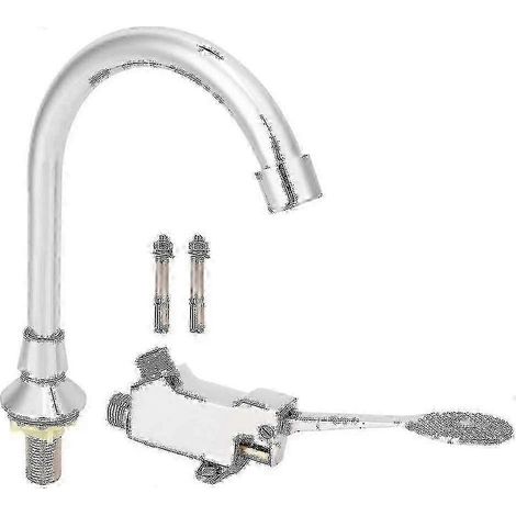 Ensemble de robinetterie à pédale pour lavabo de salle de bain et de laboratoire médical - Accessoires inclus (1/2)