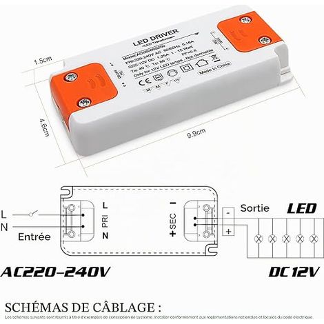 LED Transformer Input 220-240V DC Output 12V 1.25A 15W LED Bulb Driver Converter Constant Voltage Power Supply (1/4)