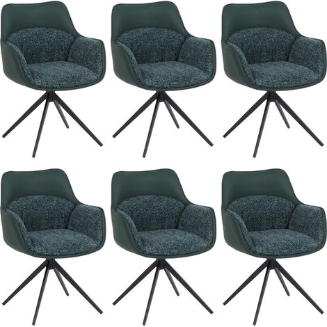[NEUWERTIG] 6er-Set Esszimmerstuhl HHG-889, Küchenstuhl Drehstuhl Stuhl, drehbar Kunstleder Stoff Chenille (410 g/m²) grün (1/5)
