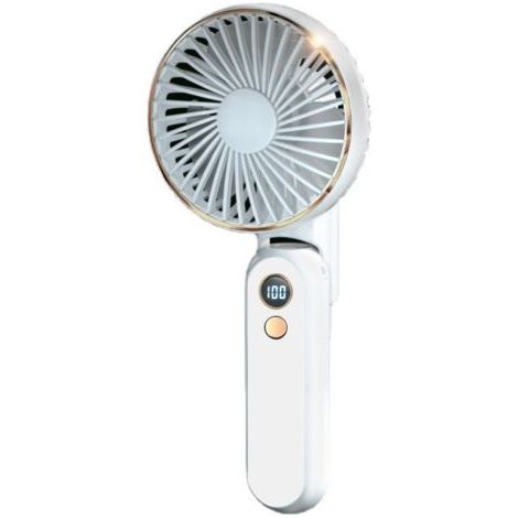 Ventilateur portable, Ventilateur de voyage rechargeable USB, Mini ventilateurs de bureau personnels pliables à 5 vitesses, Ventilateur d'affichage numérique silencieux pour maison Extérieur (Blanc) (1/5)