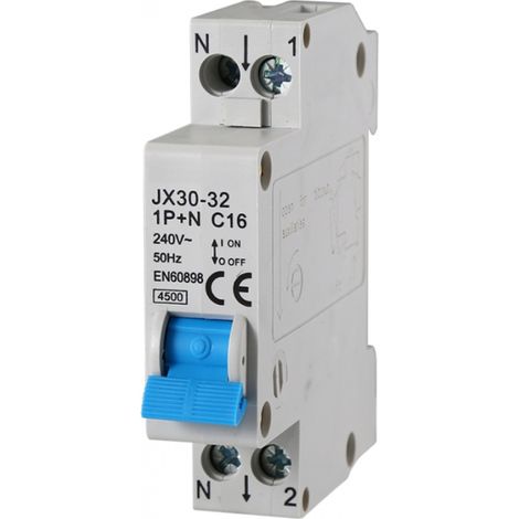 gloca Interruttore Magnetotermico Automatico 1P+N 16A 220V 4.5KA 1 Modulo DIN C16 (1/4)
