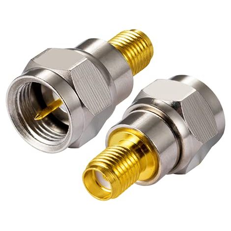SMA Adapter SMA Female Connector to F Type Male Coaxial Cable Connector Straight Adapter for FM Radio DAB Antenna WIFI Antenna CATV TV Antenna Airline Modems (2 Pieces) (1/5)