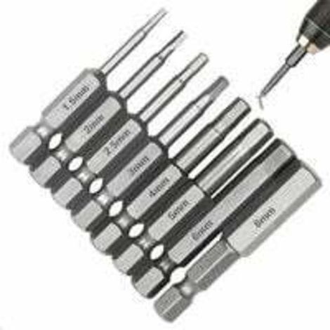 punte magnetiche per cacciavite con attacco esagonale in acciaio S2, punte per cacciavite Triwing 1.5/2/2.5/3/4/5/6/8, punta a brugola per cacciaviti elettrici e manuali (5 cm) - Crezuo
