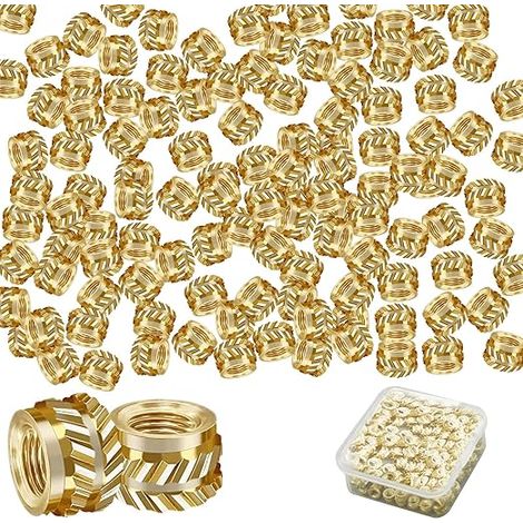 100pcs Printing Nuts insert fileté M3, inserts réglage thermique M3, écrous en laiton, inserts filetés pour plastique, vis à filetage moleté en laiton, pour impression 3D, coque plastique automobile (1/5)