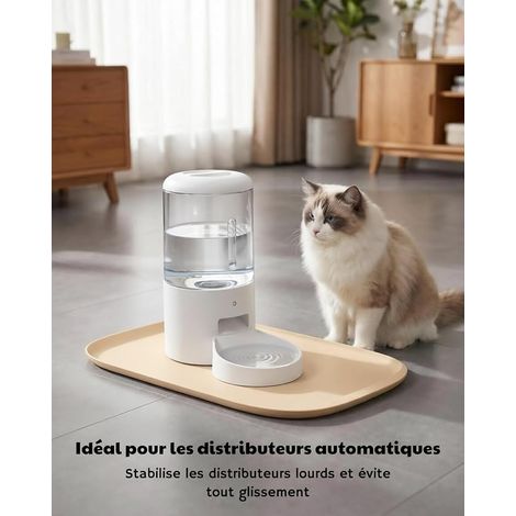 Tapis gamelle Chien Silicone antidérapant avec Rebord Tapis Nourriture et Eau Animaux Compatible gamelles Nettoyer Ivoire 45x31 cm (1/4)