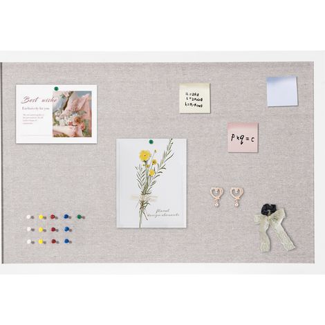 Mophorn 30"x20" weiße Korktafel mit Leinenoberfläche – elegantes, wandmontiertes Pinnwandbrett für Zuhause, Schule, Büro – stilvolles und funktionales Pinnwandbrett (1/5)