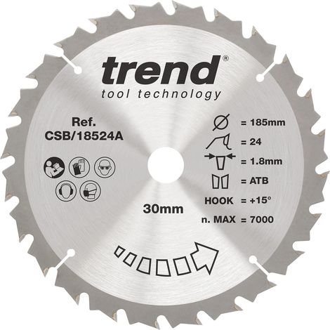 Lame de scie circulaire sans fil 185 mm, 24 dents, 20 mm alésage TCT (1/5)