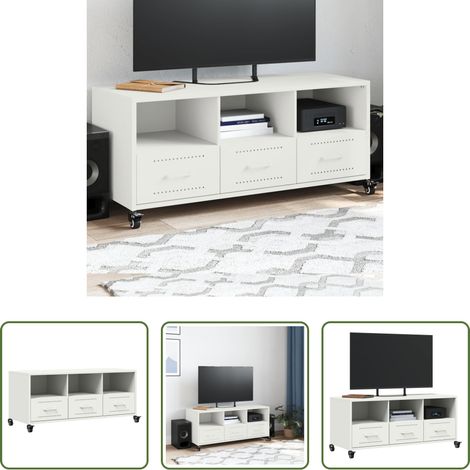 vidaXL Stahl-Schrank - TV-Schrank Weiß 100,5x39x43,5 cm Stahl (1/5)