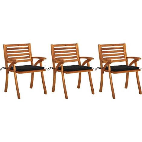 vidaXL Sillas de comedor de jardín con cojines 3 uds madera de acacia (1/5)