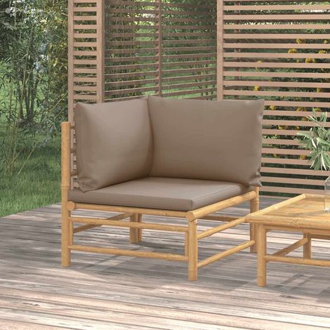 Garten-Ecksofa mit Taupe Kissen Bambus