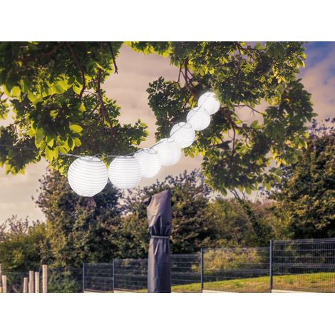 Solarbetriebene LED Outdoor Lichterkette mit 10 weißen Lampions, Länge 3 Meter (1/5)