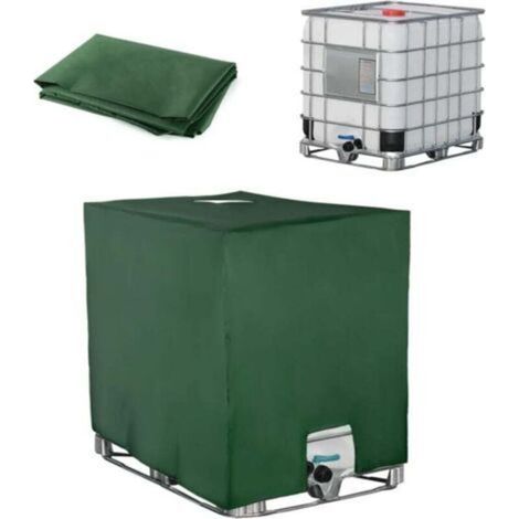 Bâche de protection pour cuve IBC 1000 L, couvercle de cuve, bouchon de récupération d'eau de pluie anti-UV et anti-poussière, bâche de protection pour cuve IBC, 116 x 100 x 120 cm, vert (1/4)