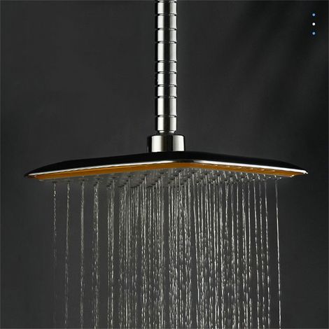 Pommeau de douche haute pression à effet pluie, réglable universellement, pour salle de bain, augmentant la pression de la douche. Douche carrée de haut. (1/5)