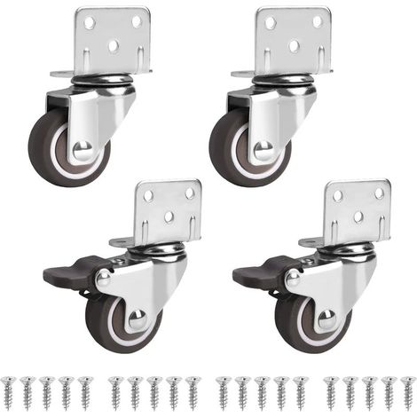 Juego de 4 ruedas giratorias para muebles, 2 con freno, 32 mm, ruedas pequeñas para muebles - rotación de 360 grados, capacidad de carga de 60 kg, ruedas giratorias pequeñas para muebles, cuna (1/5)