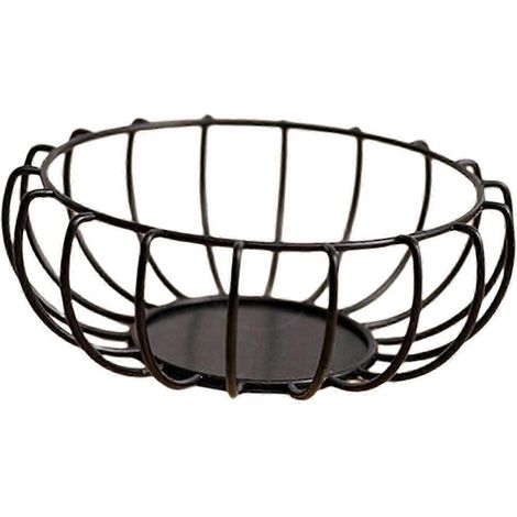Metallener Obstkorb, Schale, Ständer, Behälter für Knoblauchbrot, Tischaufsteller-Black (1/5)