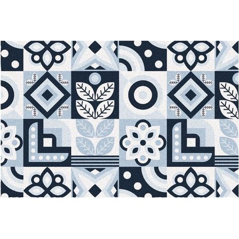 Tapis Boston Carreaux De Ciment Noir 50x80x05 Cm - Id Mat - Id Group (1/2)