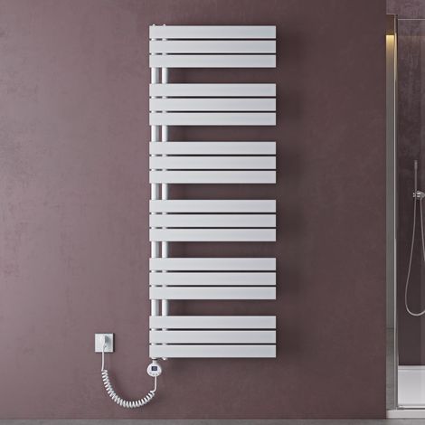 doporro Scaldasalviette Elettrico Bagno con Termostato Digitale e Funzione Timer 159x60cm 1000W Bianco, Termoarredo Elettrico Temperatura Regolabile, Radiatore da Parete Verticale - FN (1/5)