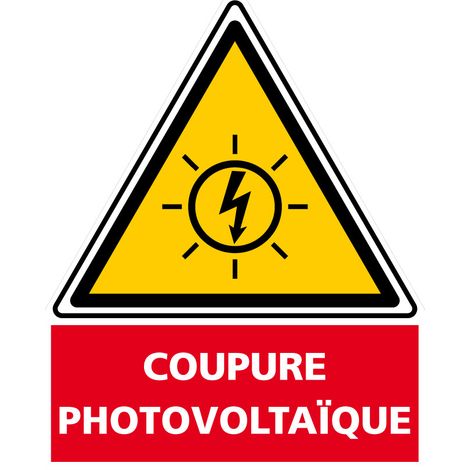 Signaletique.Biz France – Étiquette adhésive coupure photovoltaïque 40x50 mm – Résistante aux UV et intempéries – Conforme norme UTE C15-712-1 (1/5)