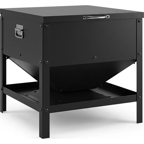 Large Capacity Black Chicken Feeder, Galvanized Metal (1/5)