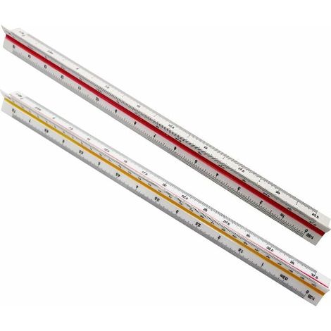 Ruler Triangle - 30 Cm - Scale Ratios 1 20 To 1 500 - Plastic - For Architecture Engineering Drafting - 2 Pieces (1/5)