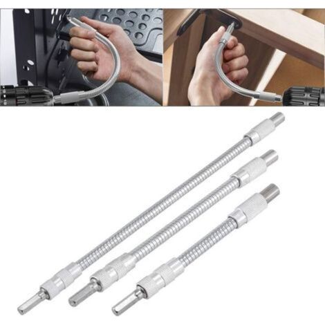 3-teiliges flexibles Wellenverlängerungs-Bit-Set für Bohrmaschinen und Schraubendreher – 150 mm/200 mm/300 mm, 6,35 mm (1/4 Zoll) Sechskantschaft, magnetischer Schraubendreher für vielseitige Anwendun (1/5)
