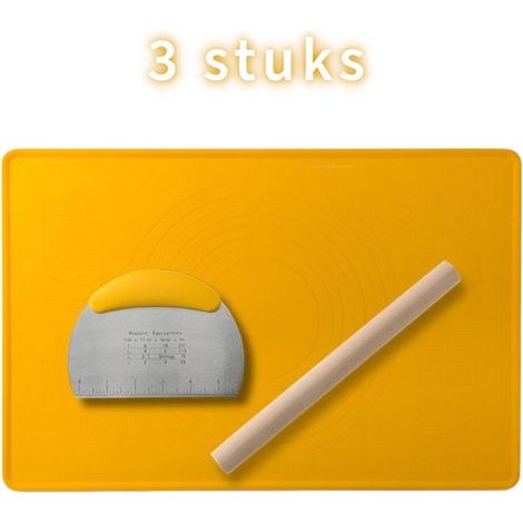 Lot de 3 tapis de pétrissage en silicone - petite taille - 60x40 cm - pour pétrir et rouler la pâte - jaune (1/5)