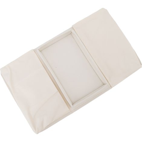 Canapé rangement mural blanc cassé pour coussin de salon, organiseur pliable pour téléphone, snacks, gobelets, plateau à accoudoir. (1/5)