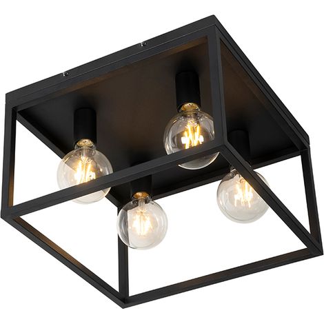 Industrielle Deckenlampe schwarz 40 cm 4-flammig - Cage