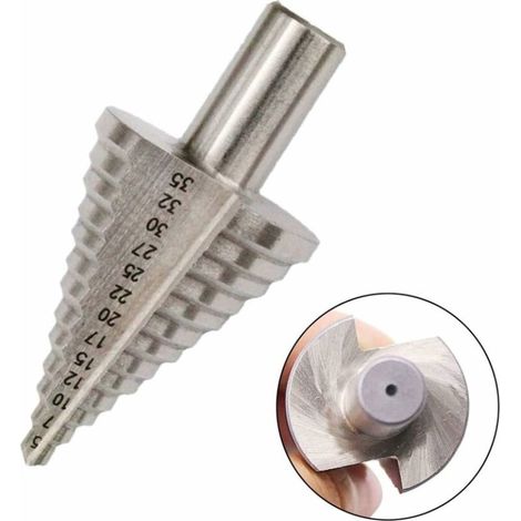 CCYKXA Stufenkegelbohrer, 13 Stufen 5 mm – 35 mm HSS-Stufenbohrer 4241 Stufenbohrer, titanbeschichtetes Lochschneiderwerkzeug, sechseckiger Kegelpunkt, HSS-Werkzeugsatz für Stahl, Holz, Kunststoff usw