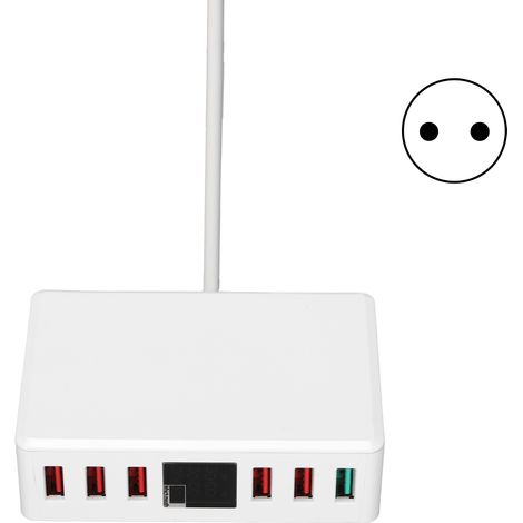T9+ 6-Port QC 3.0 40W USB-Ladegerät - 100-240V Multiport-Schnellladestation (EU-Stecker)