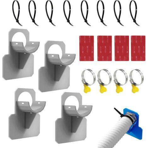 4 PCS Support de tuyau de piscine - accessoires avec collier de serrage en acier inoxydable - protection contre le pli en plastique - convient aux tuyaux de moins de 38 mm de diamètre (1/5)