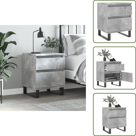 Comodino in legno multistrato - vidaXL Comodino Grigio Cemento 40x35x50 cm in Legno Multistrato - Comodino con piano decorativo