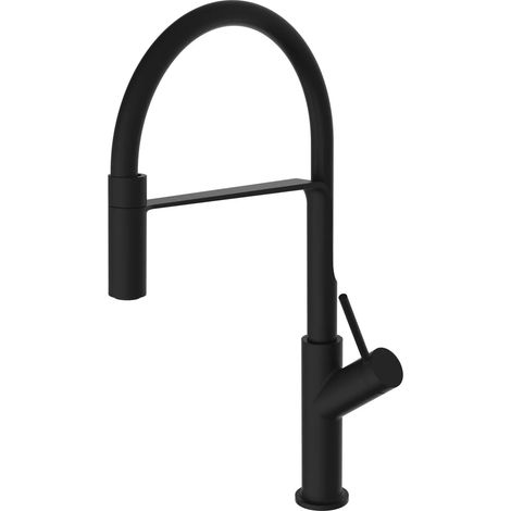 Teorema - Miscelatore Lavello Con Tubo Siliconico E Doccetta Estraibile - Colore: Total Black (1/2)
