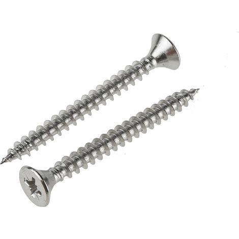 Vis à bois, 5mm, tête Fraisée 50mm, en Acier Inoxydable A2 304 ( Prix pour Boîte de 100 )
