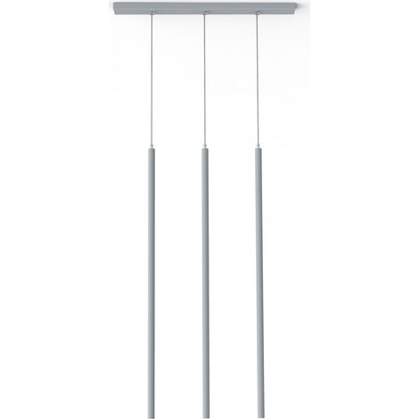 LUMICOM STELO BINARIO 3X Sospensione, LED INTEGRATO, 12.6W, 4000K, metallo, grigio, H.100cm (1/3)