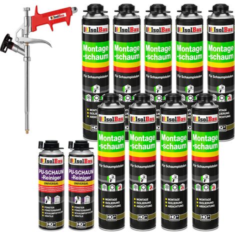 Pistolenschaum Bauschaum Montageschaum 9x 750ml + 2x PU-Reiniger + Schaumpistole (1/5)