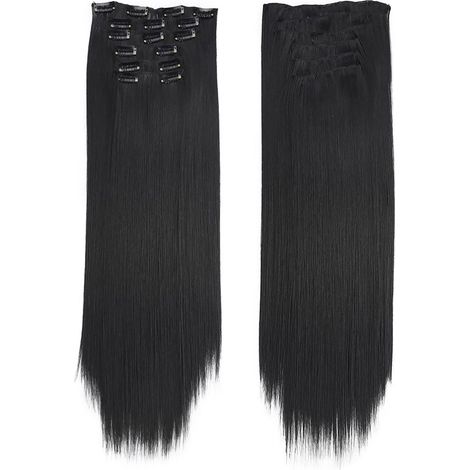 6Pcs Mèche Cheveux Droits 60cm Postiche avec 16 Clips pour Soirée Déguisement Cosplay (1/5)