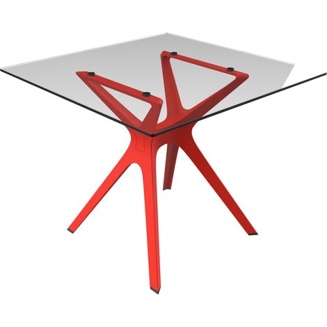 Mesa cuadrada interior 90x90 rojo - cristal VELA S Resol
